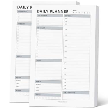 Imagem de Bloco de notas planejador diário, bloco removível de 14 x 21,6 cm – 70 folhas não datadas, organizador de mesa que melhora o foco com agenda de hora em hora, lista de tarefas para o trabalho, escola