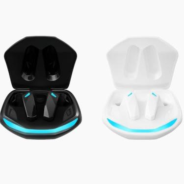 Imagem de KIT Fone de Ouvido Bluetooth GM2 Pro Original, Fone Sem Fio, Com Cancelamento de Ruído Grave Potente Preto/Branco