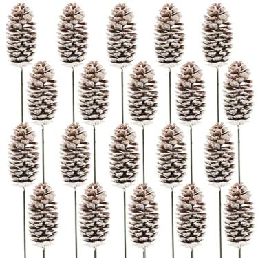 Imagem de Pacote com 20 palhetas artificiais de pinheiro de Natal, ramos de pinhas de abeto, 35,5 cm, para enfeite de árvore de Natal, decoração rústica de centro de mesa, arranjos de flores, grinaldas