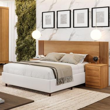 Imagem de Cabeceira Ripada Extensível com 2 Mesas de Cabeceira Valência Benetil