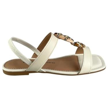 Imagem de Sandália Rasteira Feminina Dakota Tiras com Pedras (Branco- Off, BR, Adulto, Numérico, 35)