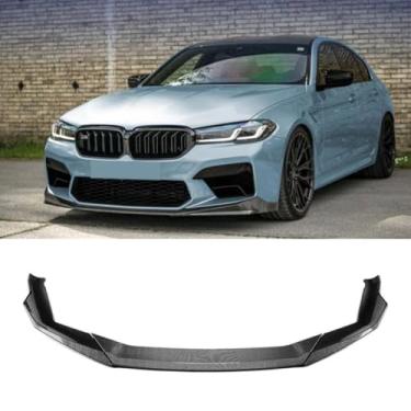 Imagem de Spoiler do para-choque dianteiro do carro peça de modificação do difusor de lábios compatível com 5 séries M5 F90 LCI 2021-2024 capa protetora de para-choque (aparência de carbono)