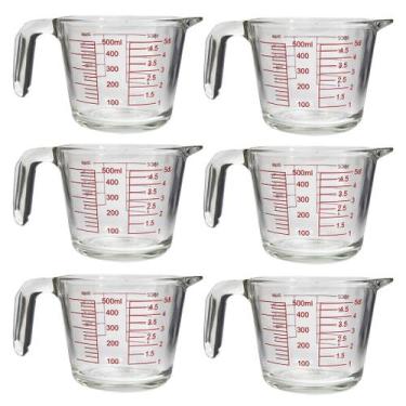 Imagem de Jogo De Jarras Medidoras 500ml Vidro Graduado Com Alça E Bico 6 Peças 