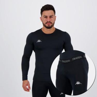 Imagem de Conjunto Térmico Kappa Camisa e Calça Preta, GG