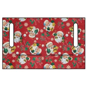 Imagem de Semiouray Toalha de assento de carro de golfe de Papai Noel, desenho animado, Papai Noel, resistente a manchas, proteção de assentos de turismo, 4 bolsos, sino de laço de Natal mantém os assentos
