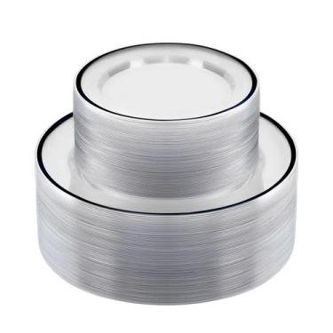 Imagem de Conjunto de pratos de plástico BESTSTAR Black com 50 Dinner 50 Dinner 