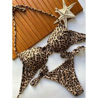 Imagem de Conjunto de Biquini Meia Taça Com Bojo Removivel e Calcinha de Amarrar