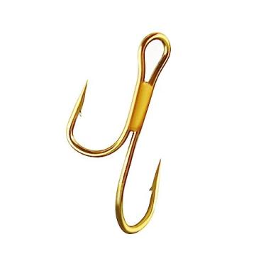 Imagem de Ganchos de pesca 20 peças anzóis de pesca duplos de aço de alto carbono gancho farpado dourado truta poleiro anzóis anelados anzóis de peixe (cor: 8#)