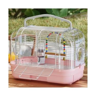 Imagem de Gaiola de pássaro, gaiola de pássaro, papagaio, ao ar livre, casa de luxo especial, pequeno ninho de pássaro portátil (rosa)