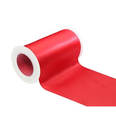 Imagem de IDECOR 10cm Wide Double Face Satin Ribbon 5 Yards (250-Red), Set for Grand Opening Ceremonies, Ribbon Cutting, Chair Sashes, Wedding and Craft