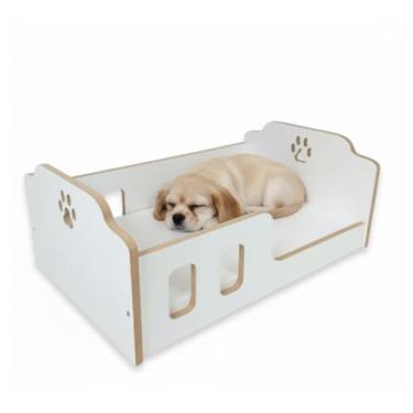 Imagem de Cama para Cachorro em MDF Resistente com 15mm Moderna e de Alta Durabilidade Berço Seguro para Pets Cães e Gatos (Branco)