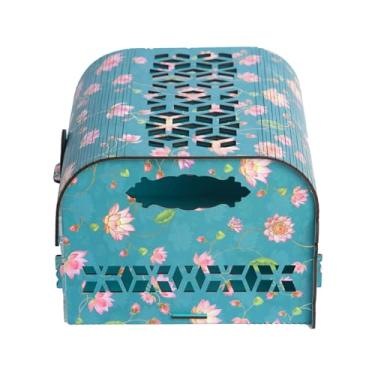 Imagem de Cesto decorativo multiuso dobrável com corte a laser em MDF, 25 x 20 cm, para festivais, casamentos, corporativos e aniversários, design floral acrílico elegante (Hamper-4)