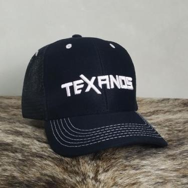 Imagem de Boné Country Telinha Aba Curva Texanos Texas Agro Preto Rosa