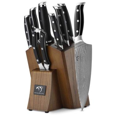 Imagem de Conjunto de Facas NANFANG BROTHERS em Aço Inoxidável com Bloco de Bancada Multinível, 9 Peças, Preta