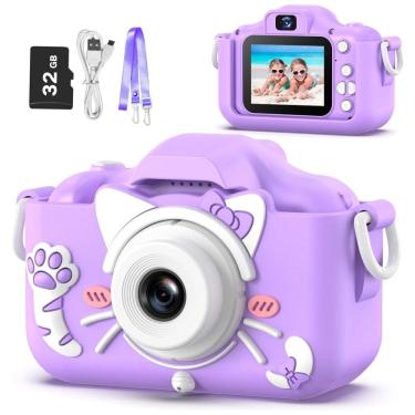Imagem de Câmera infantil Goopow para crianças de 3 a 8 anos, com vídeo HD 1080p, 12MP, zoom digital 8x, 28 molduras divertidas e cartão SD de 32GB