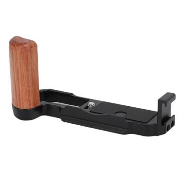 Imagem de Diyeeni Aperto de Mão do Suporte da Placa L de Liberação Rápida para Câmera X100VI / X100V, Alça de Madeira Em Formato L Com Orifício de Parafuso de 1/4 de Polegada e Porta de Sapata (Preto)