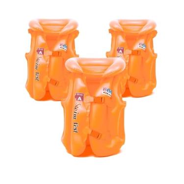 Imagem de Kit 3 Colete Boia Aquatica Infantil Inflavel Verão Club (LARANJA)