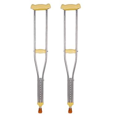 Imagem de Muletas leves de alumínio nas axilas, bengala ajustável para idosos, antiderrapante, portátil, bengala de caminhada, pontas de borracha antiderrapante, par