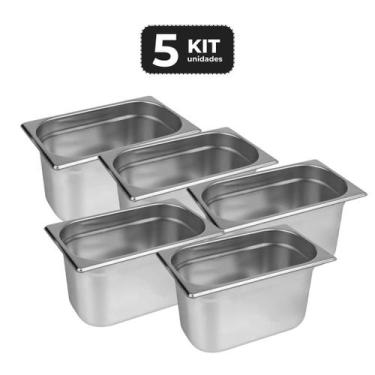 Imagem de Kit 5 cuba sem alca inox 1/3 gn 150 para buffet - Chef Line