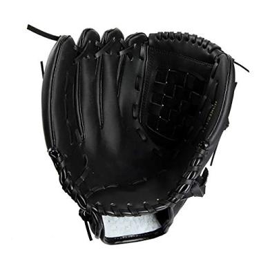 Imagem de Luvas de beisebol luvas de beisebol de couro PU luvas de beisebol para adultos de mão esquerda e direita para apanhar beisebol para crianças adultos jovens (cor: Black, tamanho: Right Hand 12.