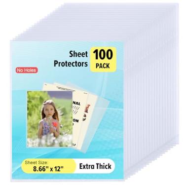 Imagem de Pacote com 100 pastas de documentos transparentes de plástico - Pastas tipo L para cópias seguras para projetos, para folhas tamanho A4/carta, pastas transparentes - 21 x 30 cm