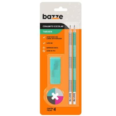 Imagem de KIT ESCOLAR - 2 Lápis preto + Apontador com depósito + Borracha - Cart