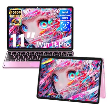 Imagem de Svikou Laptop conversível 2 em 1 com tela sensível ao toque rosa de 11 polegadas, tela IPS FHD (1920 x 1200), processador Intel N100, 16 GB de RAM, SSD de 1 TB, reconhecimento facial, KB