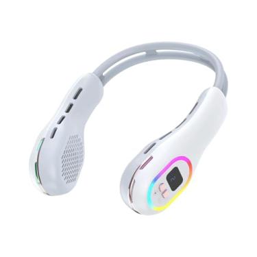 Imagem de XLWLLNJ Ventilador de Pescoço, voz, Baixo Ruído, Display LED, Ventilador de Resfriamento Pessoal para Homens E Mulheres, para Esportes Internos E Externo, Branco, Tamanho real