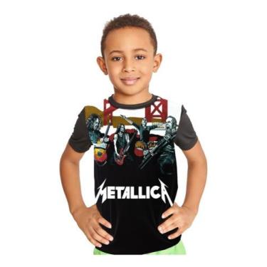 Imagem de Camiseta Infantil Banda Metallica Full Print Ref:894 - smoke, Preto, 8