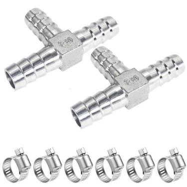 Imagem de Tee Hose Barb Fitting ANPTGHT em aço inoxidável 304 5/8 (2 unidades)