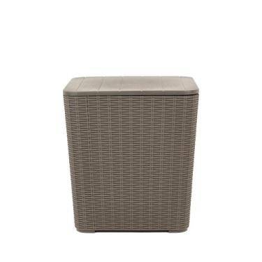 Imagem de Mesa Auxiliar Rattan Capri Lateral Vira Baú Compacta 42 cm para Jardim