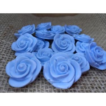 Imagem de Kit 100 Un de Sabonete Flor - Mini Rosa COR AZUL com 1,5 cm - D&C