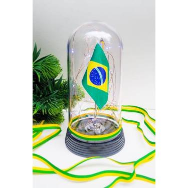 Imagem de Luminária Redoma / Cúpula com Bandeira do Brasil  Luzes de LED Frio - 