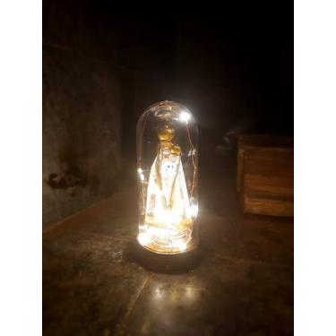 Imagem de Luminária Imagem Nossa Senhora De Nazaré Mãe De Jesus Redoma e Luzes d