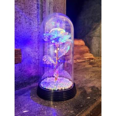 Imagem de Luminária A Rosa Encantada Galáxia Colorida A Bela E A Fera - Amor Lin