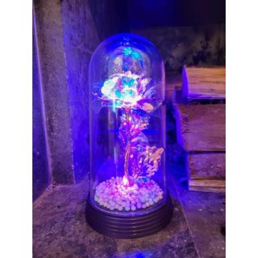 Imagem de Luminária A Rosa Encantada Galáxia Colorida A Bela E A Fera - Amor Lin