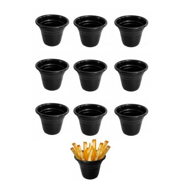 Imagem de Tigela Cumbuca Vasilha Mini Pote Preto 120ml Bar Petiscos 10un