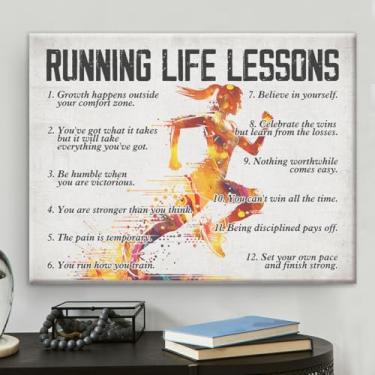Imagem de Pôster de corrida arte de parede em tela para decoração de casa, lições de vida de corrida, pintura impressa em tela, presentes para mulheres corredoras 20 x 25 cm