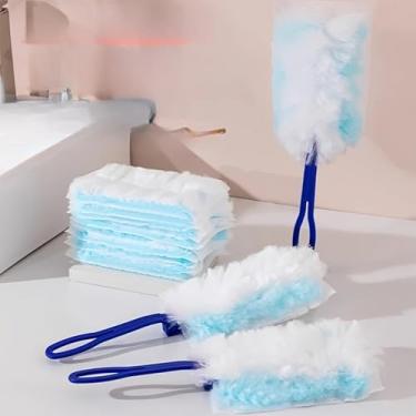 Imagem de 10 pçs refil de espanador, escova de remoção de poeira estática resistente espanadores descartáveis para limpeza de persianas de móveis, ferramentas de escova de limpeza, azul