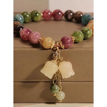 Imagem de Pulseira elástica com contas de cristal coloridas para mulheres, design elegante, feita à mão, com poder de cura, acessórios de moda ajustáveis, One Size, Liga de aço, Sem Pedra Preciosa