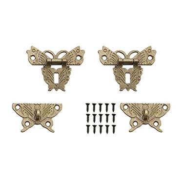 Imagem de Fecho de armário vintage de liga de zinco, trava retrô de bronze com parafusos para caixa de madeira, caixa de joias, porta-ferramentas, porta-malas, ferragens decorativas de estilo antigo