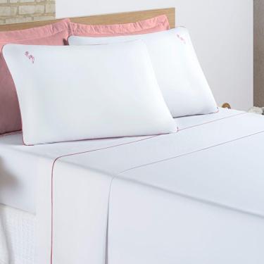 Imagem de Jogo Cama Lençol Diana Casal Padrão Percal 200 Fios 100% Algodão 4 Peças - Branco