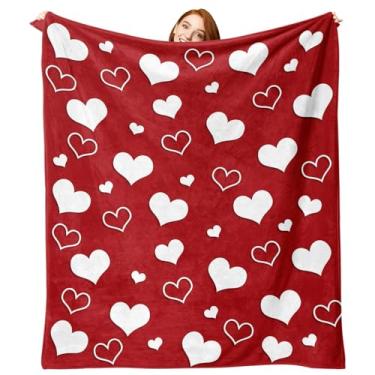 Imagem de Zzkol Cobertor de flanela para o dia dos namorados, vermelho, branco, coração, aniversário, casamento, presentes de aniversário para mulheres, namorada, esposa, amante, cobertor romântico macio para