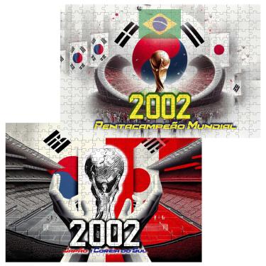 Imagem de Kit 2 Quebra-cabeças 60 peças Coleção Copa Japão e Coréia 2002 Brasil PentaCampeão