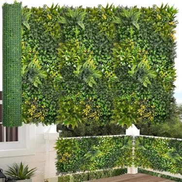 Imagem de ODTORY Painéis de parede de vegetação artificial 3D: 101,6 cm x 152,4 cm UV-Anti Faux Grass Backdrop Boxwood Ivy Fence Tela de privacidade de folha de planta falsa para ambientes externos, internos