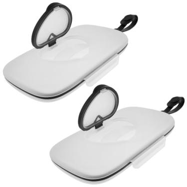 Imagem de 2 peças, dispensador de lenços umedecidos, portátil, estojo reutilizável com tampas de design de vedação, caixa de plástico recarregável para banheiro de bebês e adultos