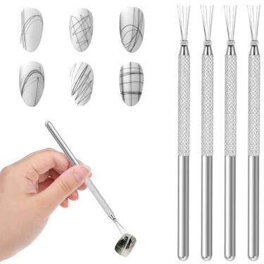 Imagem de LIQWEI 4 peças de ferramentas de textura de argila, gel de aranha para unhas, pincel de delineador para unhas, ferramenta de pontilhamento de gel para arte de unhas, ferramenta de argila seca a ar