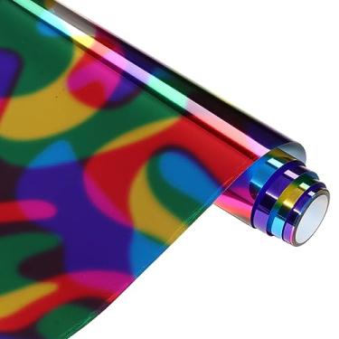 Imagem de HTVSTD Vinil de transferência de calor iridescente metálico macio - 30,5 cm x 2,4 m cor iridescente brilhante à prova d'água HTV para moda DIY