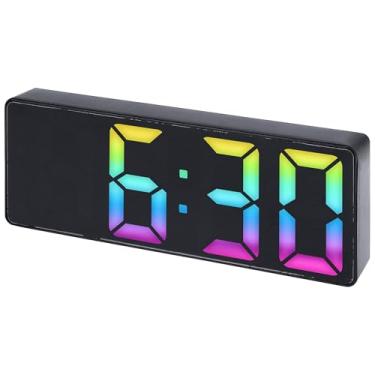 Imagem de Despertador digital para quarto, visor de LED com números grandes, temperatura, regulável ajustável 12/24 H sono profundo 6,3 x 2,4 x 1 polegada Preto-2