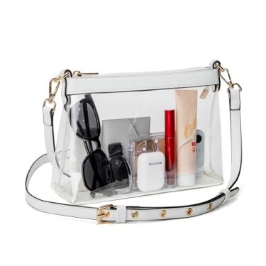Imagem de Wuflyover Bolsa transparente para eventos de estádio, bolsas transparentes para mulheres, bolsa transversal aprovada para estádios, Branco nítido, Moda
